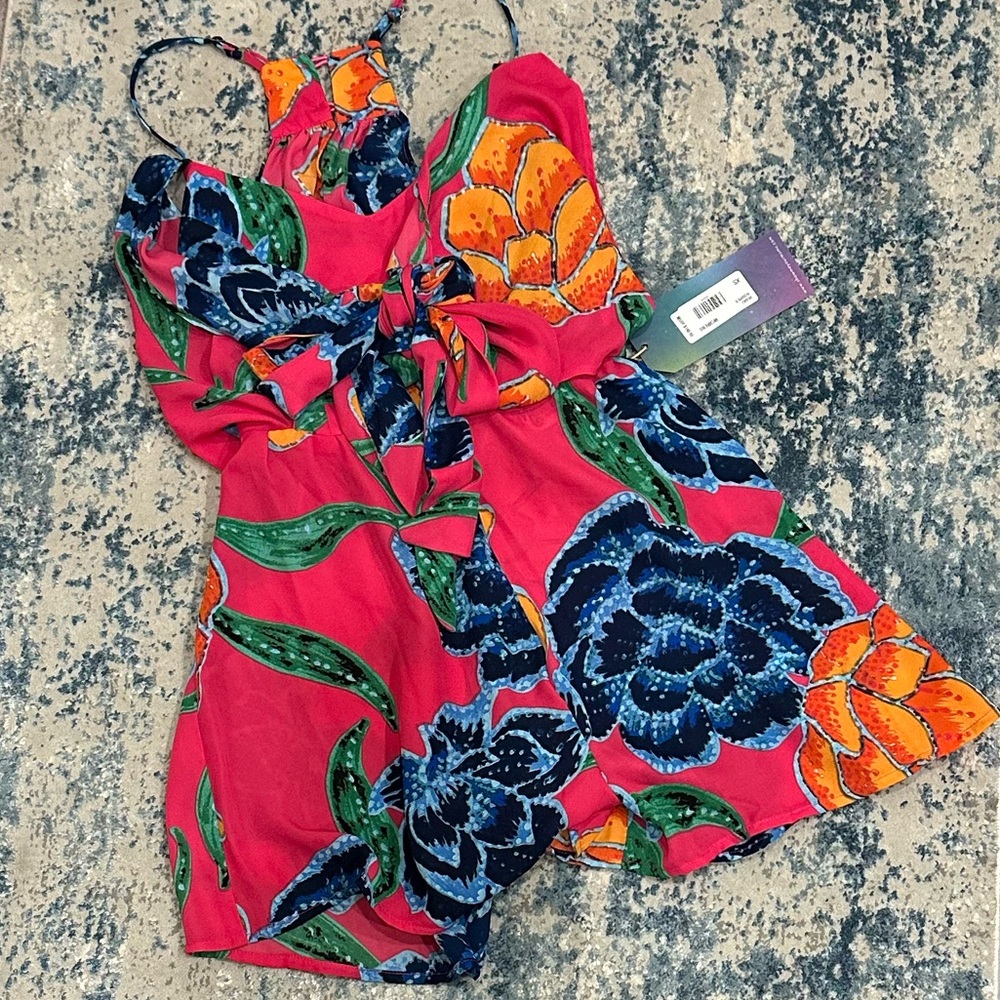 NWT SHOW ME YOUR MUMU Melissa Romper Floratopia Floral Pink Sleeveless